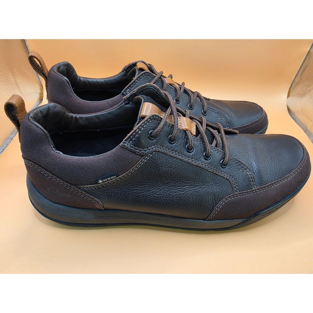 Clarks Un Rio Tie Gore-Tex Mens 12 Brown Leather Waterproof Sneakers 26167648